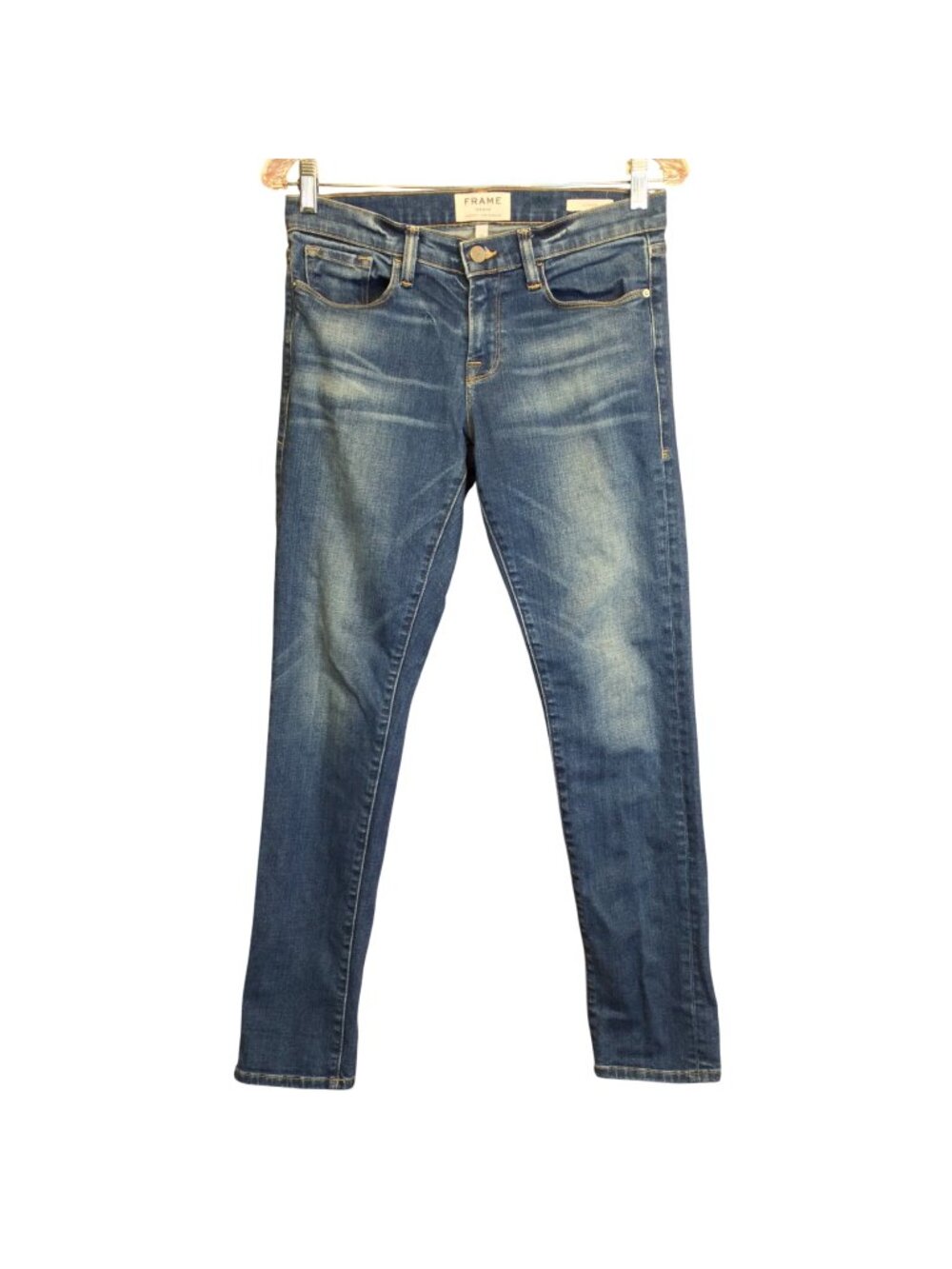 Frame Le Garcon Mid Rise Slim Straight Jeans Size 25 Blue Denim Womens